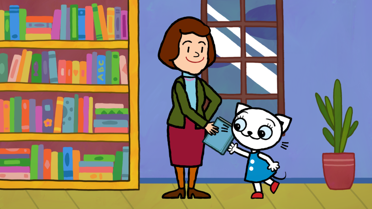 Kadr: Kicia Kocia w bibliotece