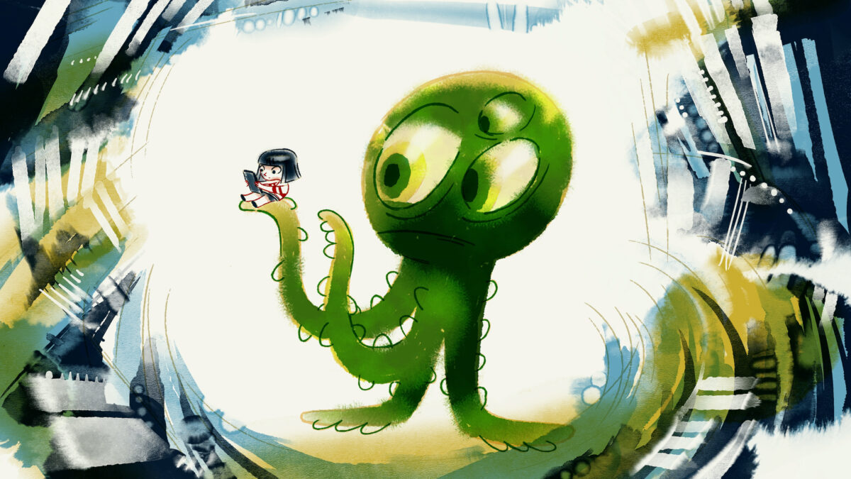 Kadr: Dziewczynka z zajętymi oczami